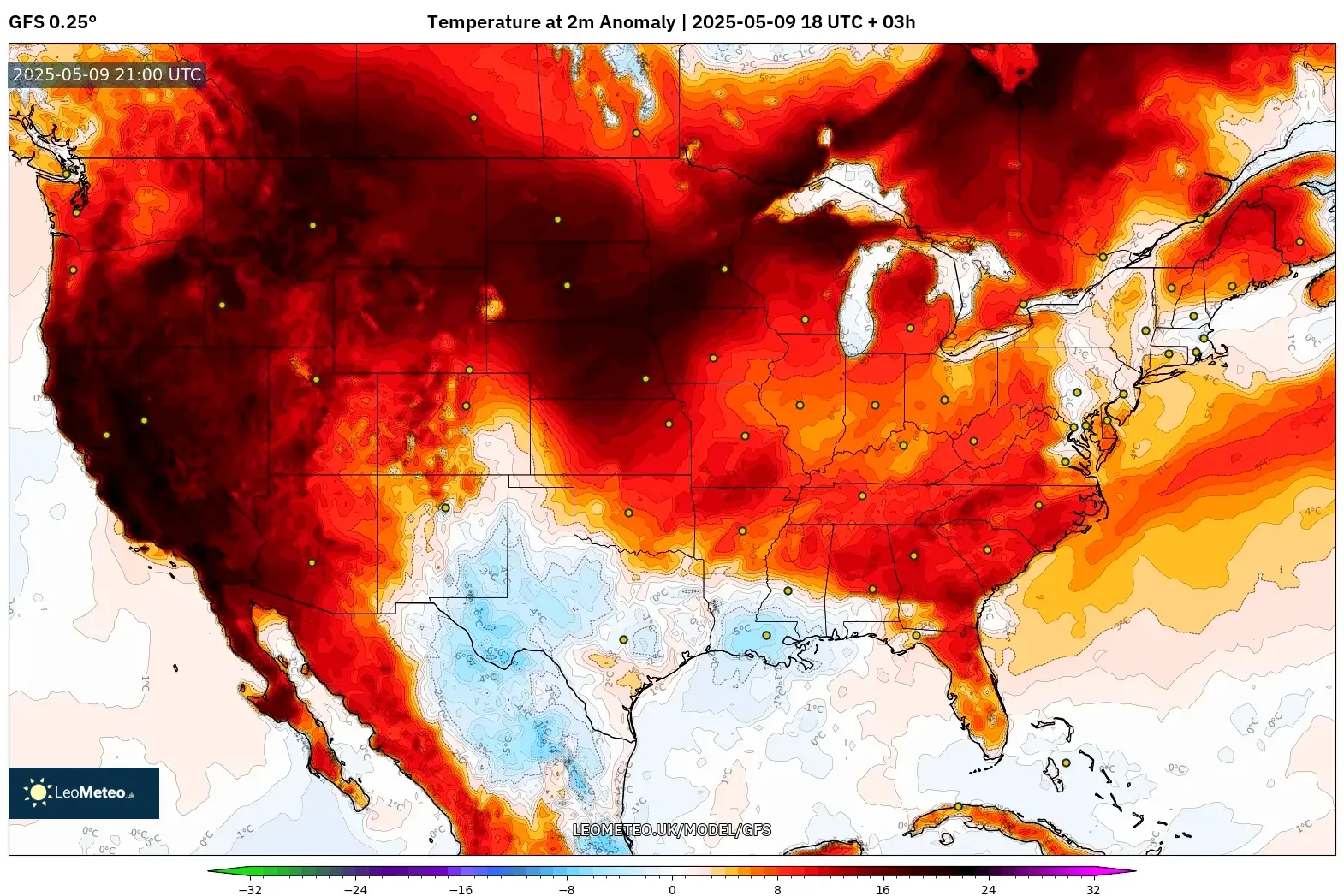 GFS - United States, Temperature at 2m Anomaly GFS - United States, Temperature at 2m Anomaly