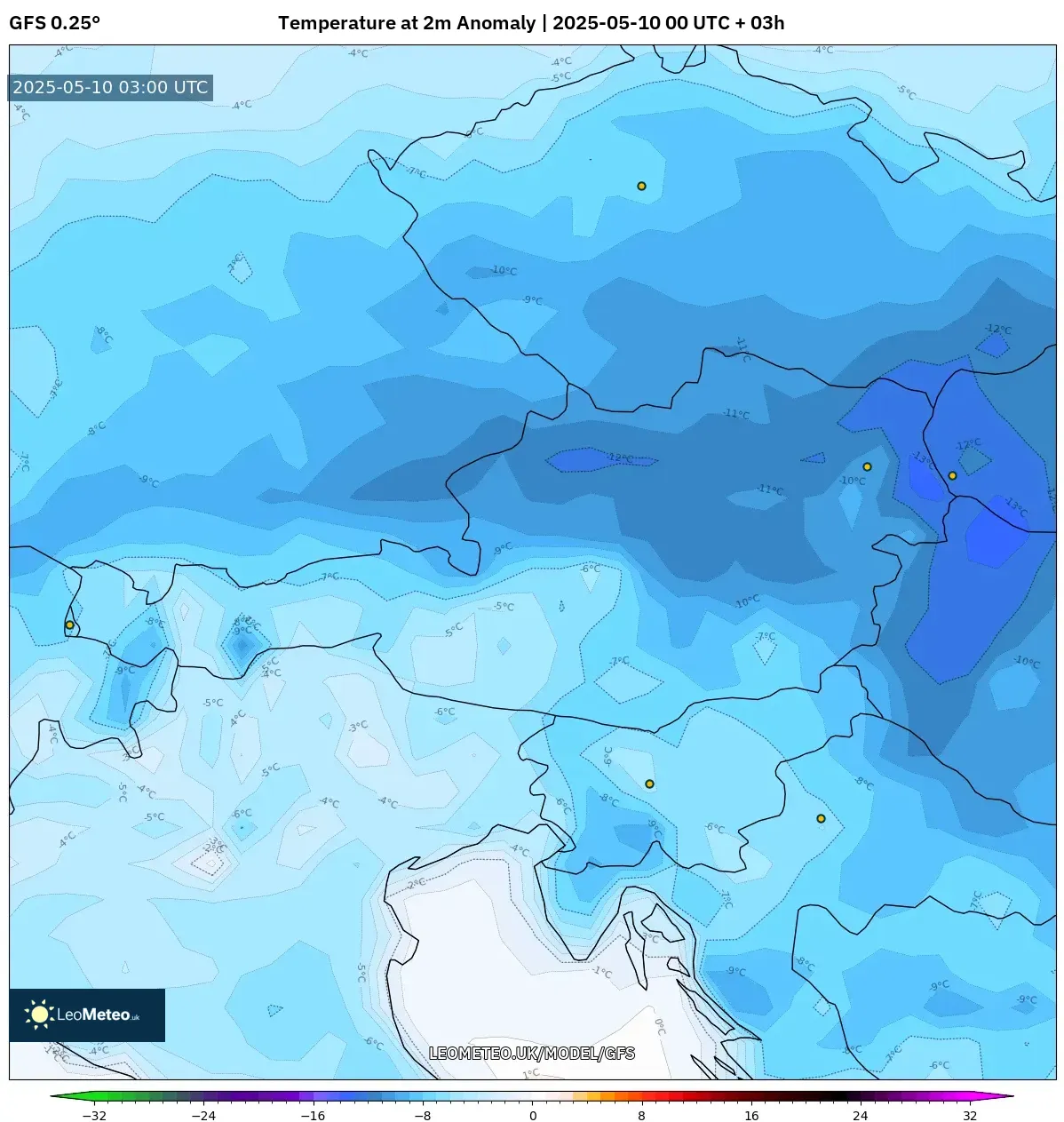 GFS - Austria, Temperature at 2m Anomaly GFS - Austria, Temperature at 2m Anomaly