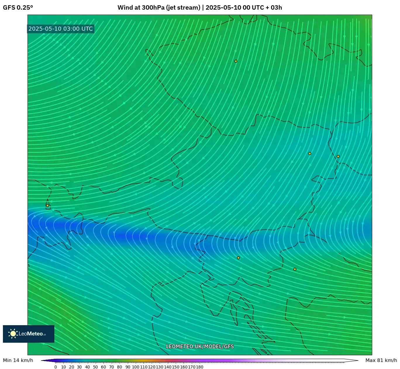 GFS - Austria, Wind at 300hPa (jet stream) GFS - Austria, Wind at 300hPa (jet stream)
