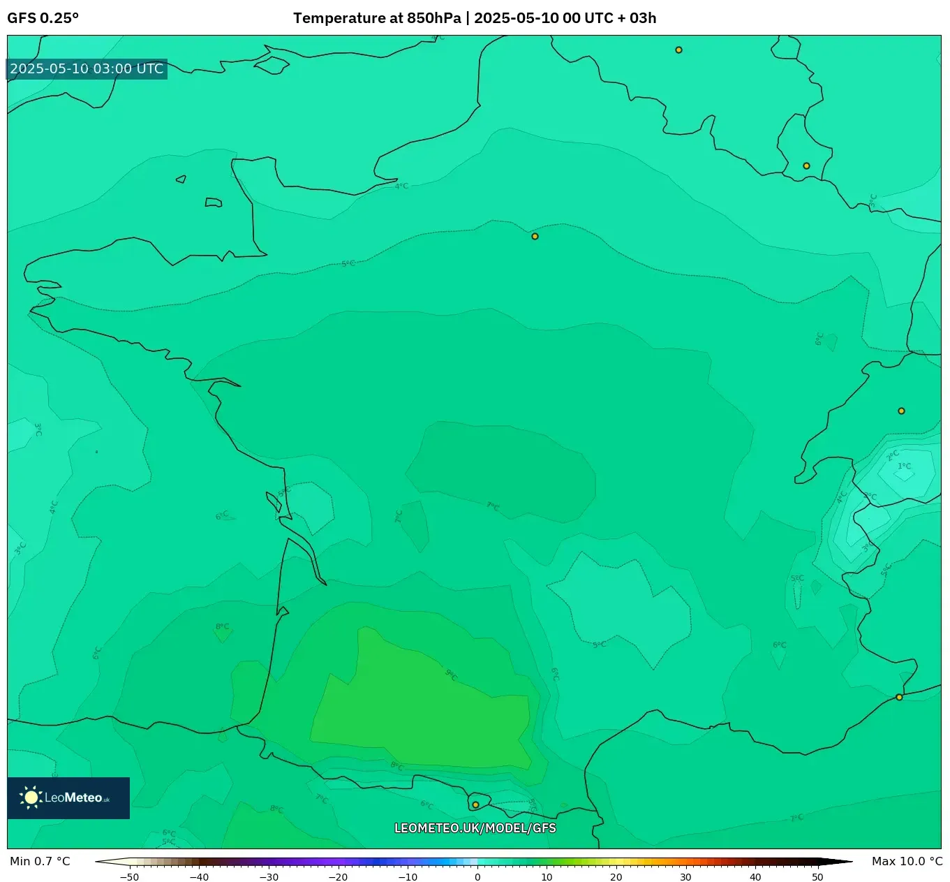 GFS - France, Temperature at 850hPa GFS - France, Temperature at 850hPa