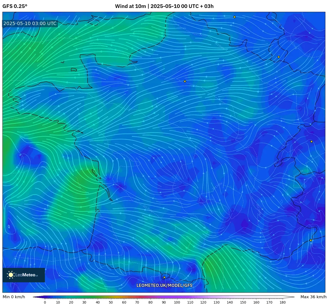 GFS - France, Wind at 10m GFS - France, Wind at 10m