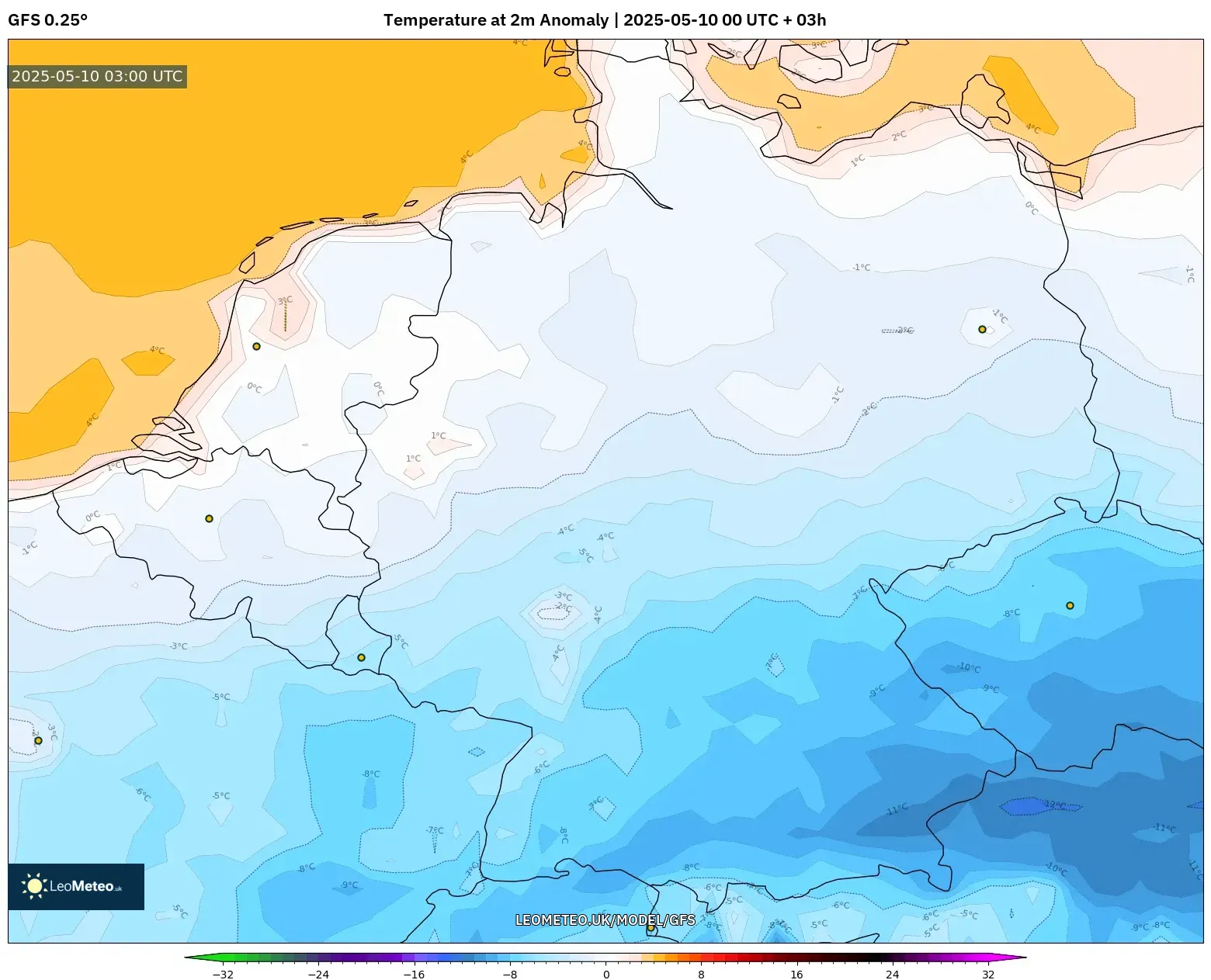 GFS - Germany, Temperature at 2m Anomaly GFS - Germany, Temperature at 2m Anomaly