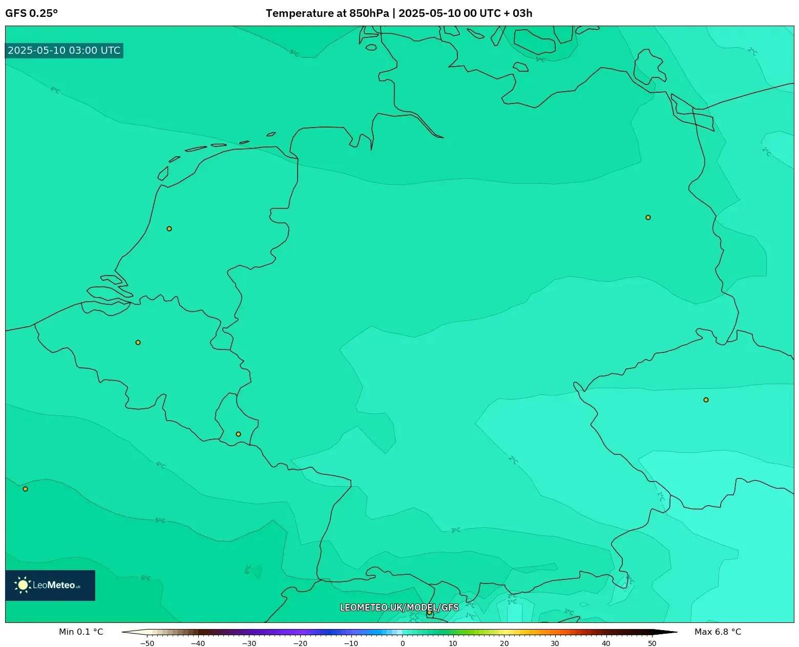 GFS - Germany, Temperature at 850hPa GFS - Germany, Temperature at 850hPa