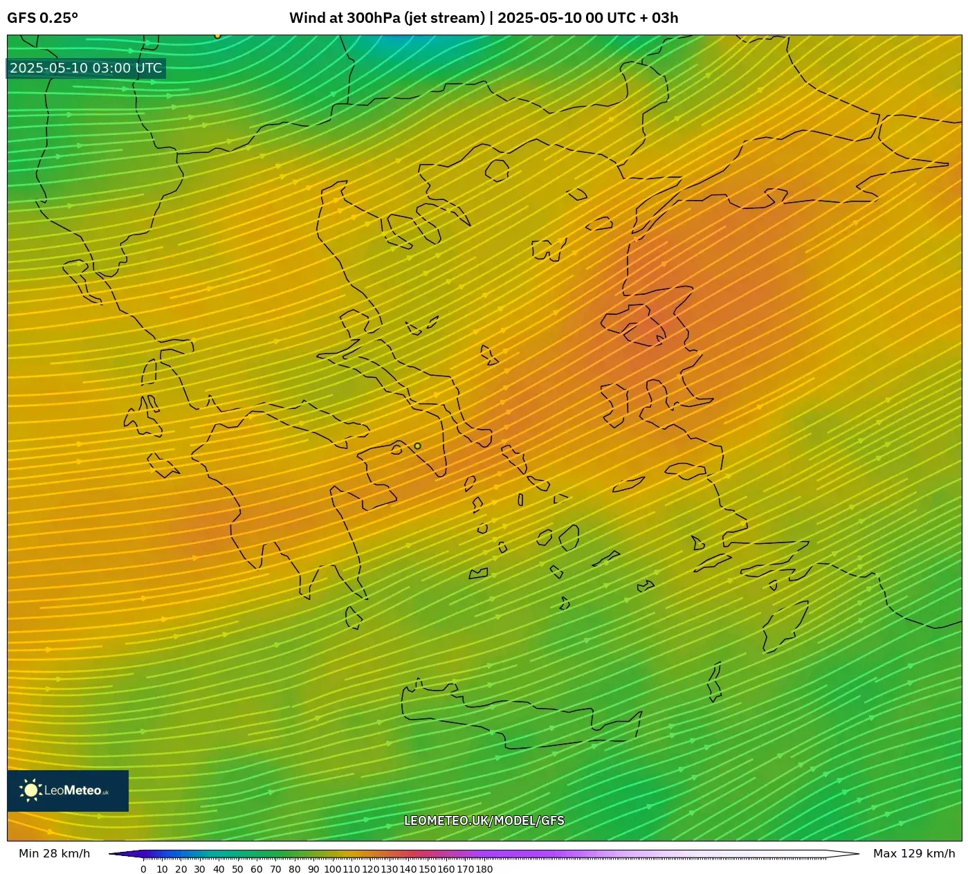 GFS - Greece, Wind at 300hPa (jet stream) GFS - Greece, Wind at 300hPa (jet stream)