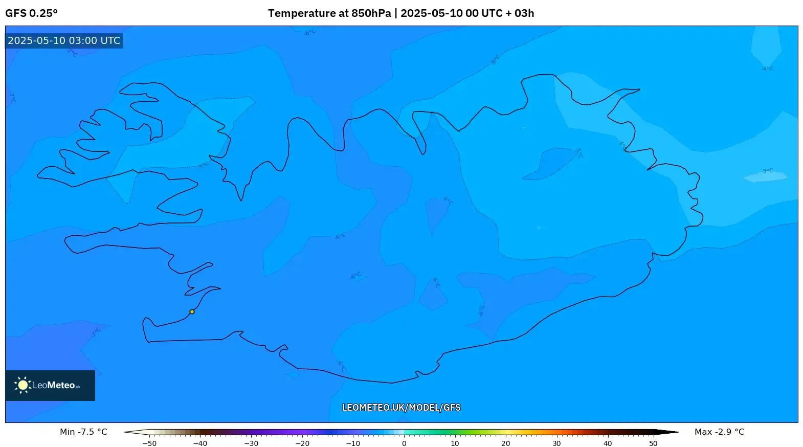 GFS - Iceland, Temperature at 850hPa GFS - Iceland, Temperature at 850hPa