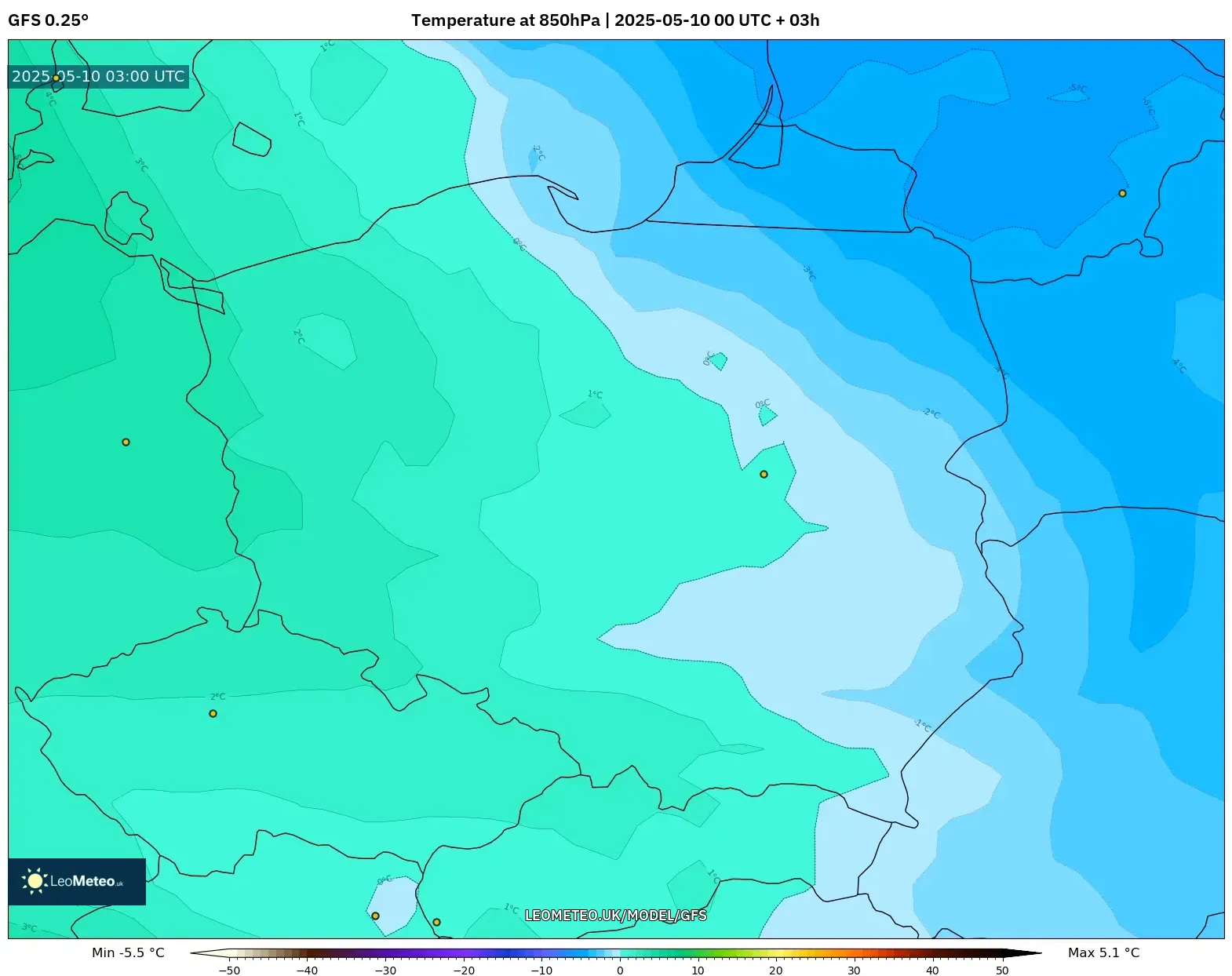 GFS - Poland, Temperature at 850hPa GFS - Poland, Temperature at 850hPa