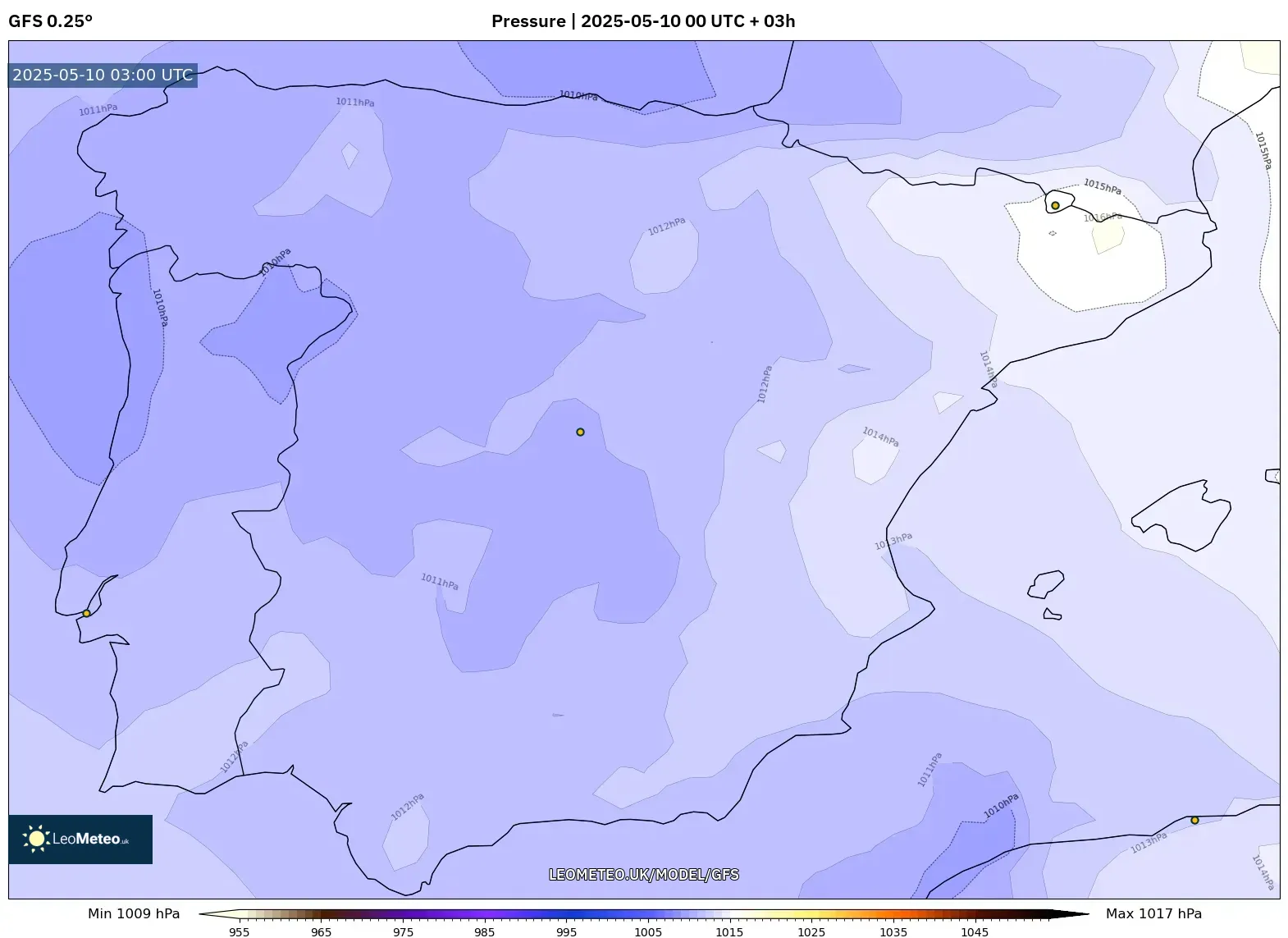 GFS - Spain, Pressure GFS - Spain, Pressure