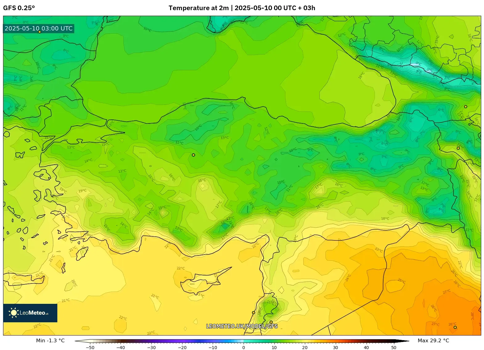 GFS - Turkey, Temperature at 2m GFS - Turkey, Temperature at 2m