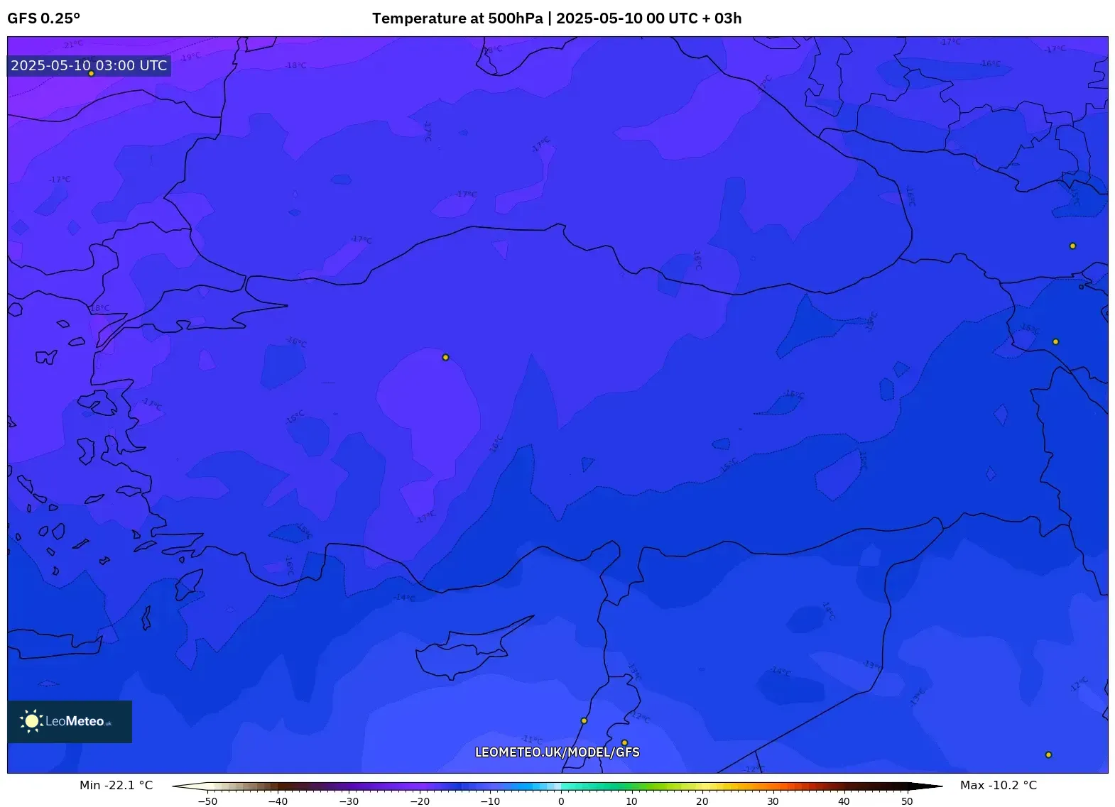 GFS - Turkey, Temperature at 500hPa GFS - Turkey, Temperature at 500hPa