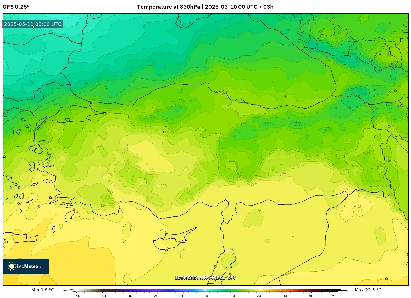 GFS - Turkey, Temperature at 850hPa GFS - Turkey, Temperature at 850hPa