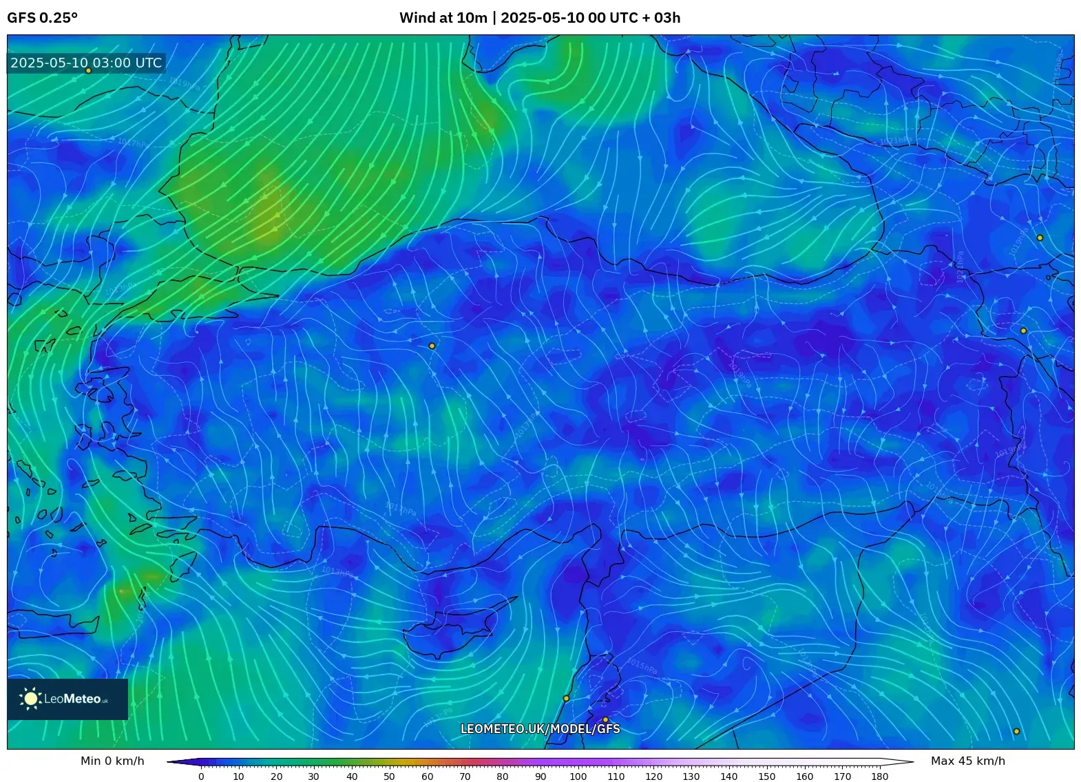 GFS - Turkey, Wind at 10m GFS - Turkey, Wind at 10m
