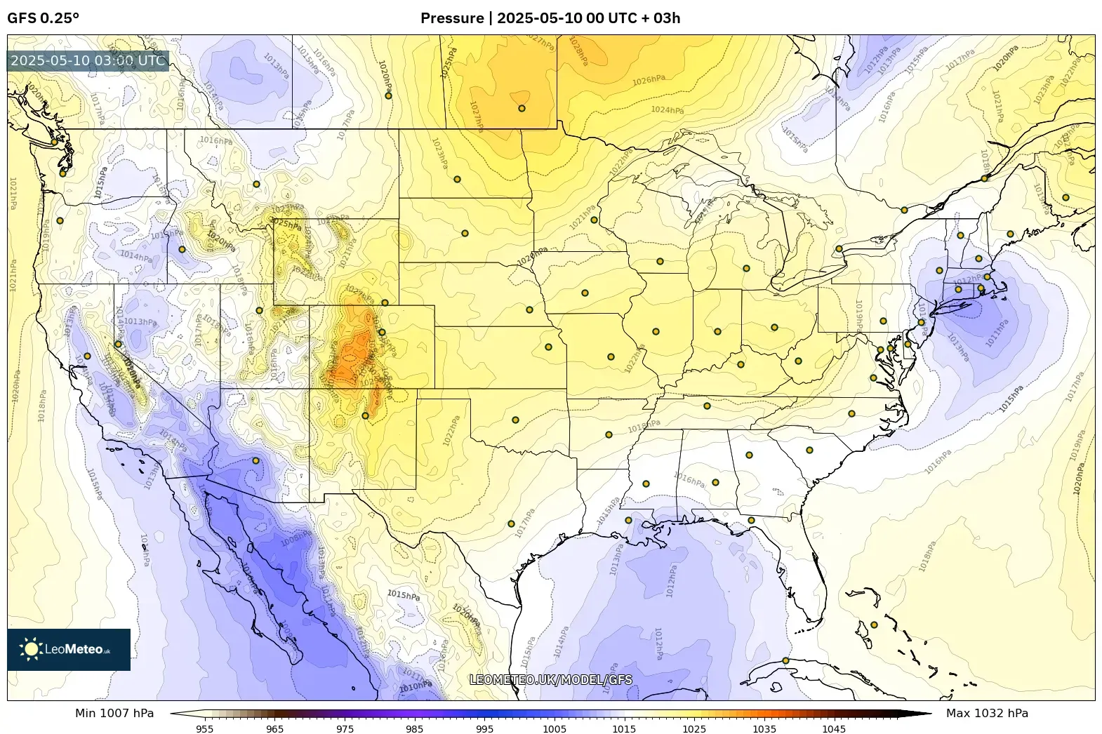 GFS - United States, Pressure GFS - United States, Pressure