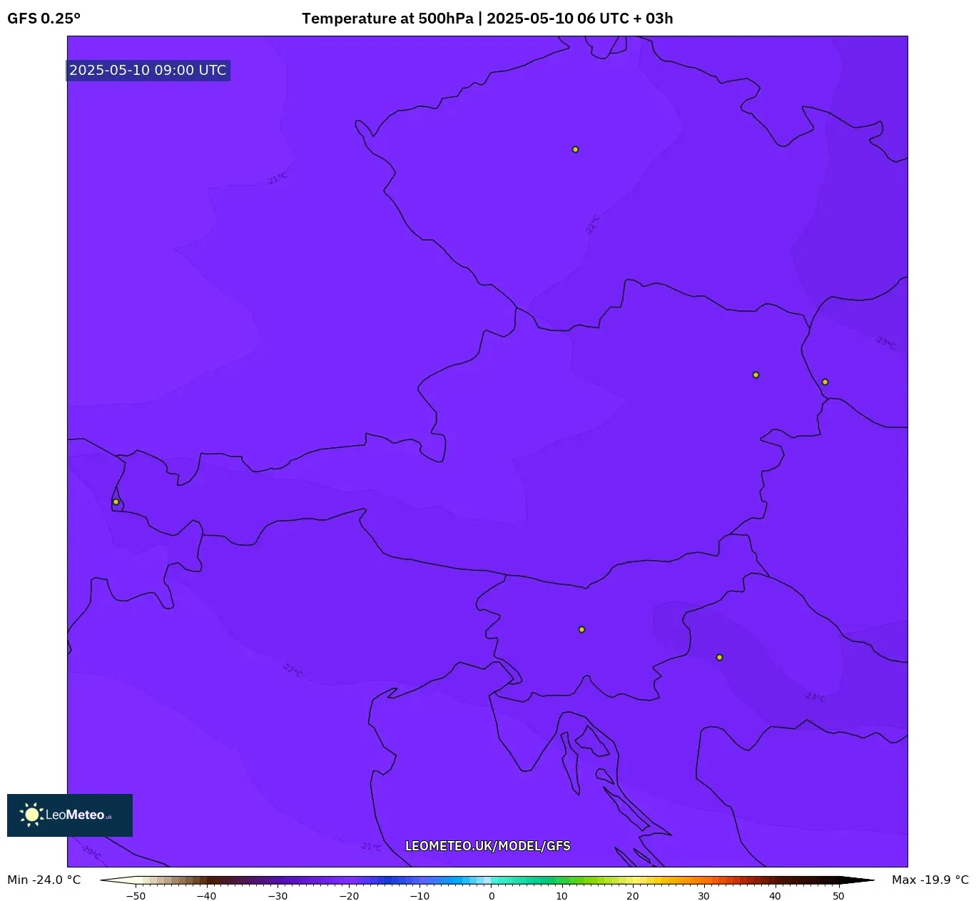 GFS - Austria, Temperature at 500hPa GFS - Austria, Temperature at 500hPa