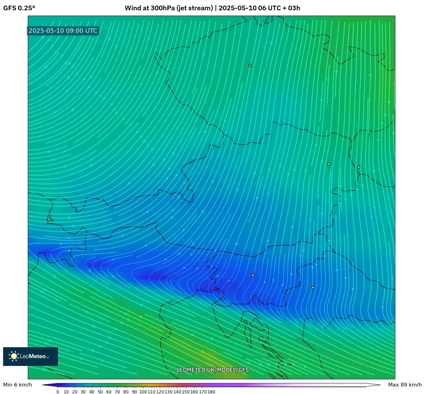 GFS - Austria, Wind at 300hPa (jet stream) GFS - Austria, Wind at 300hPa (jet stream)