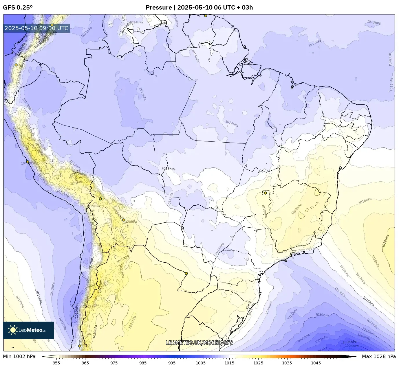 GFS - Brazil, Pressure GFS - Brazil, Pressure