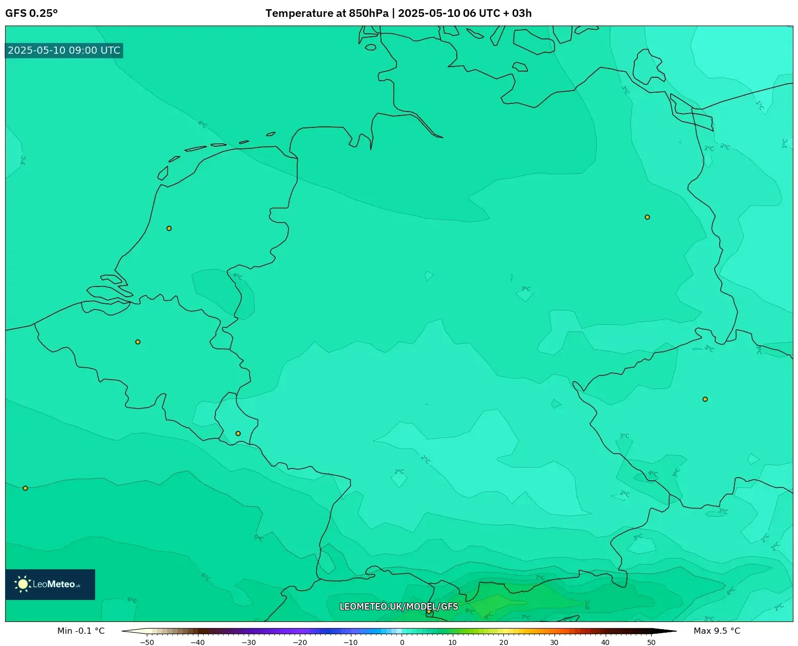 GFS - Germany, Temperature at 850hPa GFS - Germany, Temperature at 850hPa
