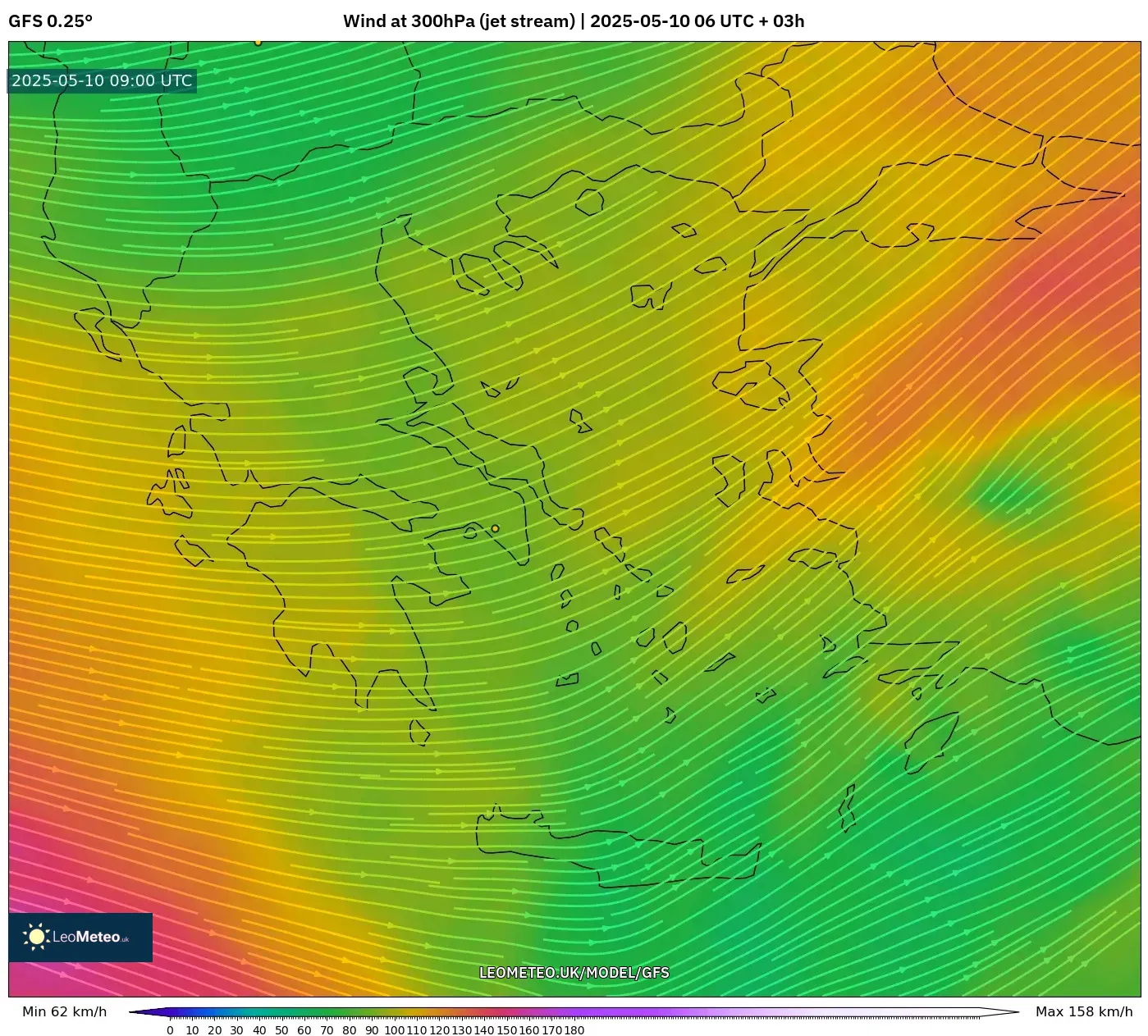 GFS - Greece, Wind at 300hPa (jet stream) GFS - Greece, Wind at 300hPa (jet stream)