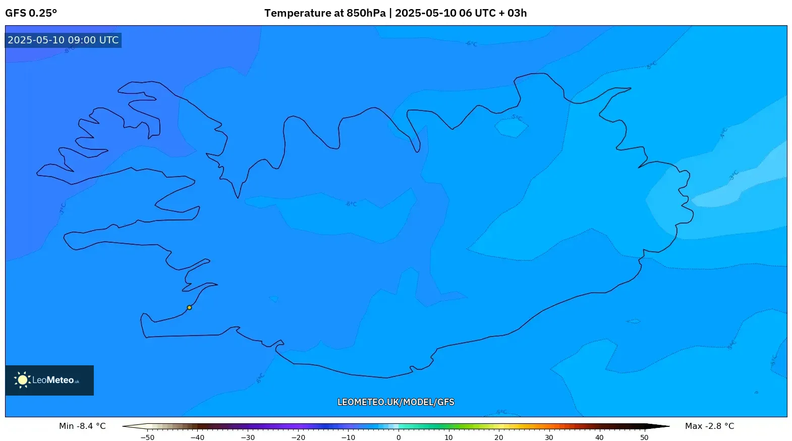 GFS - Iceland, Temperature at 850hPa GFS - Iceland, Temperature at 850hPa