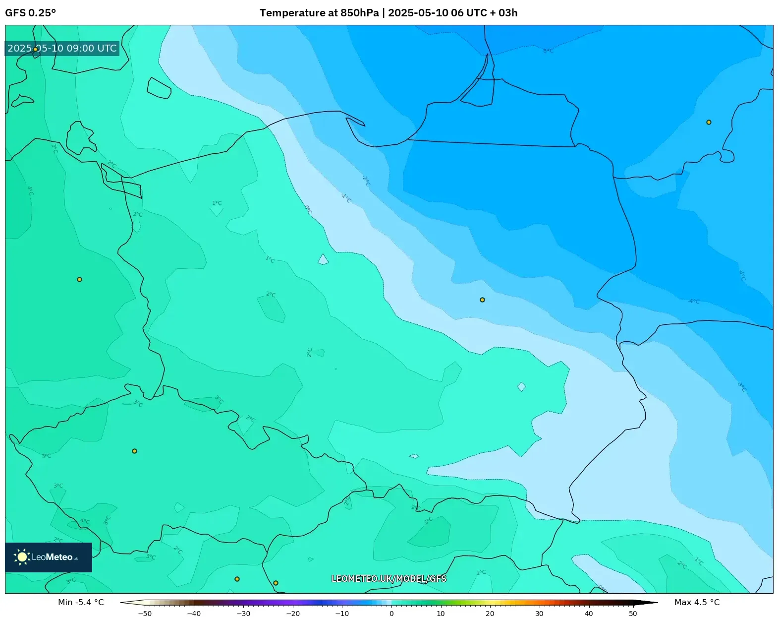 GFS - Poland, Temperature at 850hPa GFS - Poland, Temperature at 850hPa