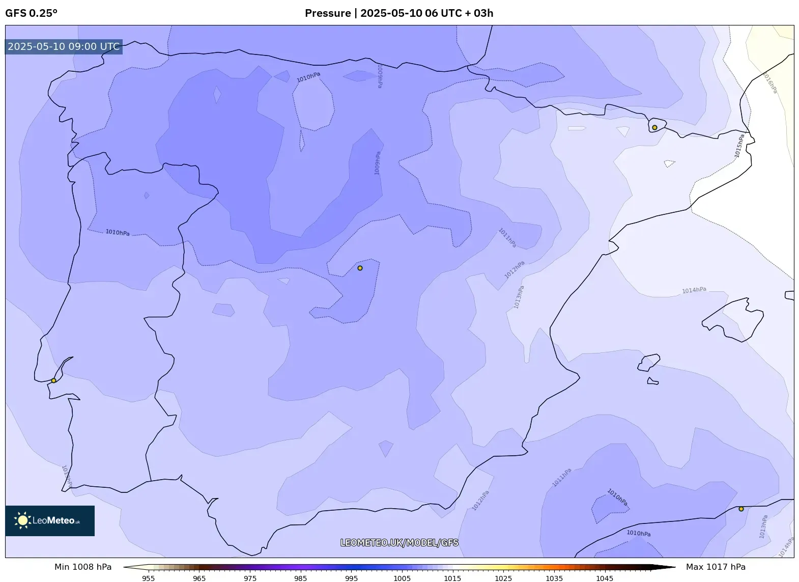 GFS - Spain, Pressure GFS - Spain, Pressure