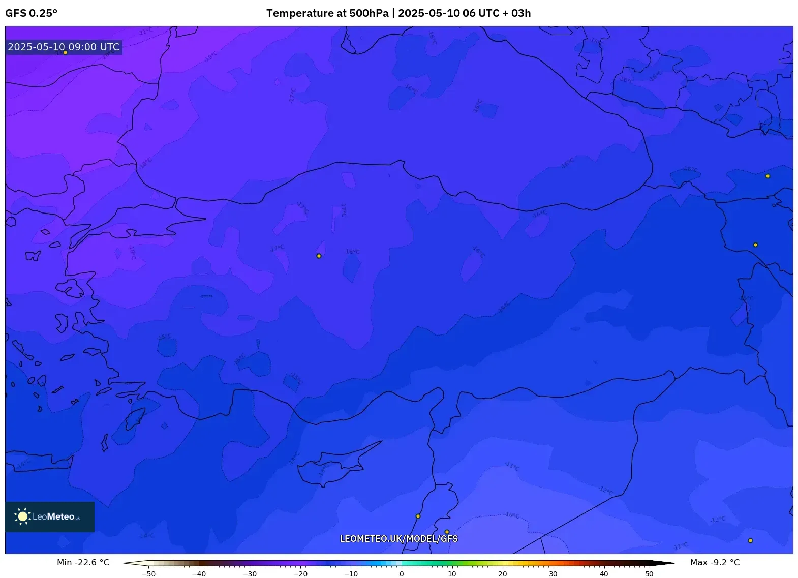 GFS - Turkey, Temperature at 500hPa GFS - Turkey, Temperature at 500hPa