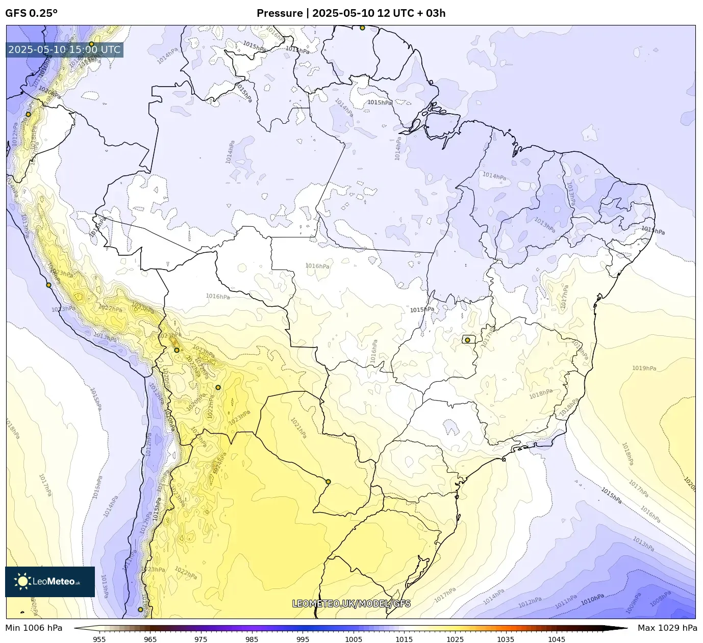 GFS - Brazil, Pressure GFS - Brazil, Pressure