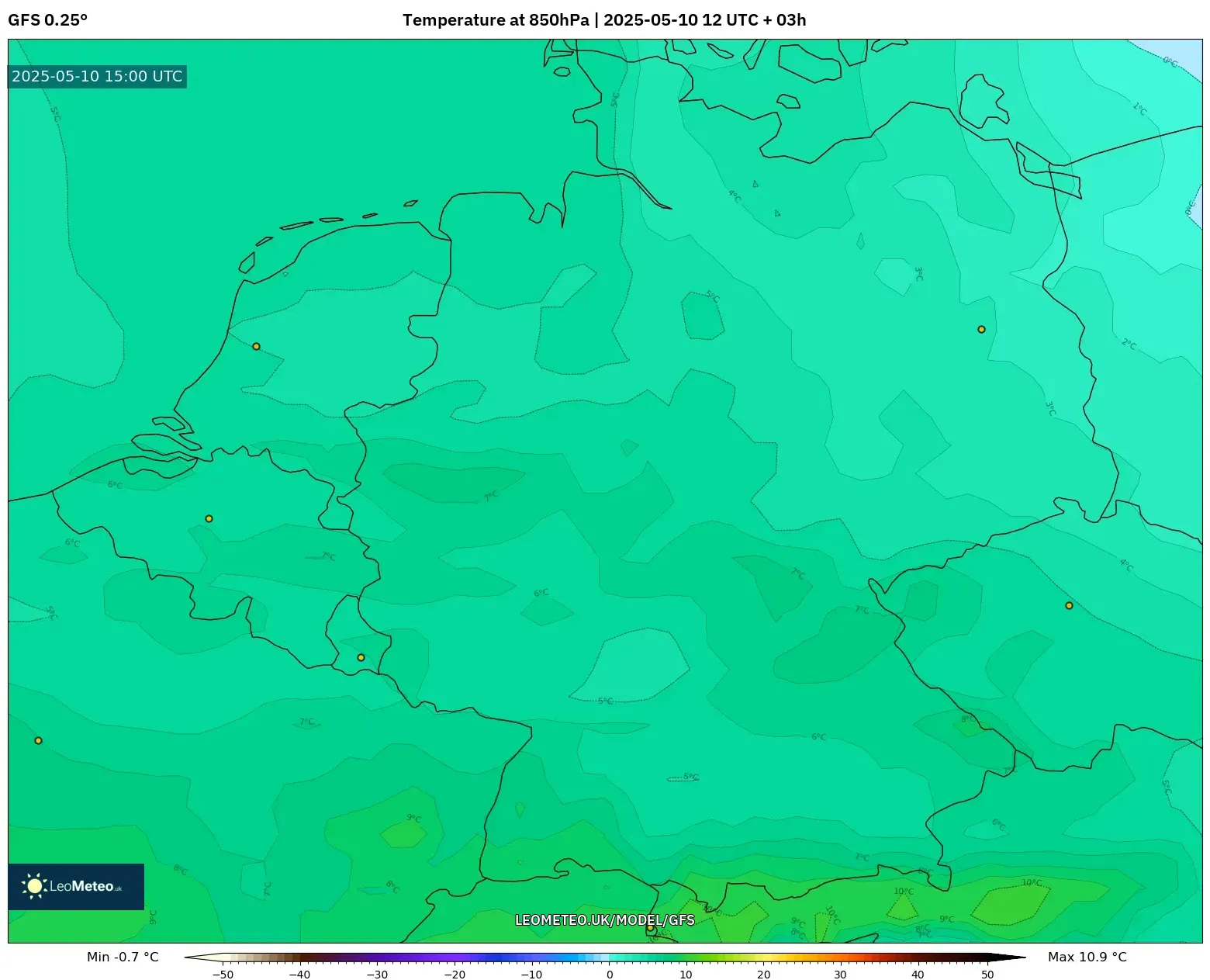 GFS - Germany, Temperature at 850hPa GFS - Germany, Temperature at 850hPa