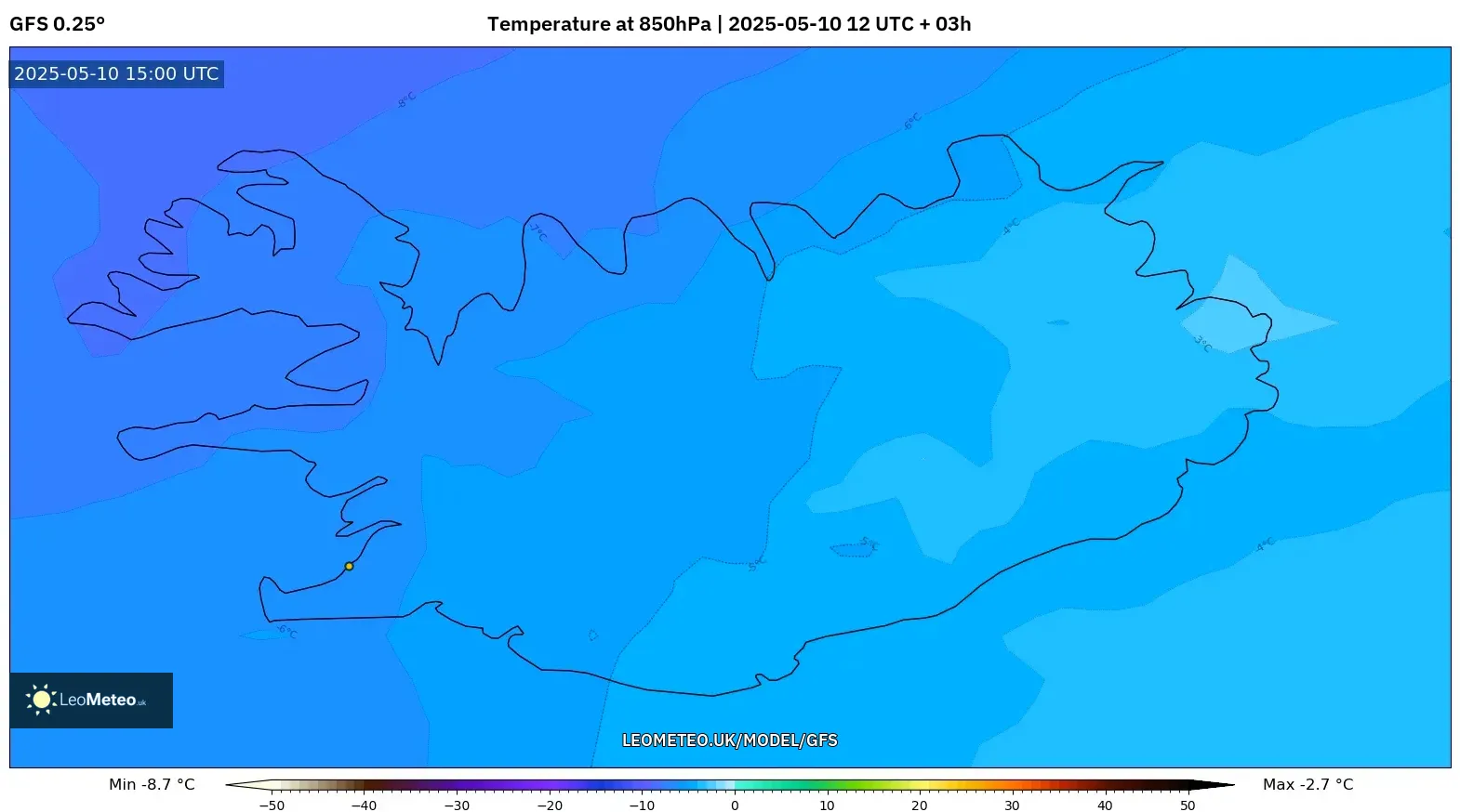 GFS - Iceland, Temperature at 850hPa GFS - Iceland, Temperature at 850hPa