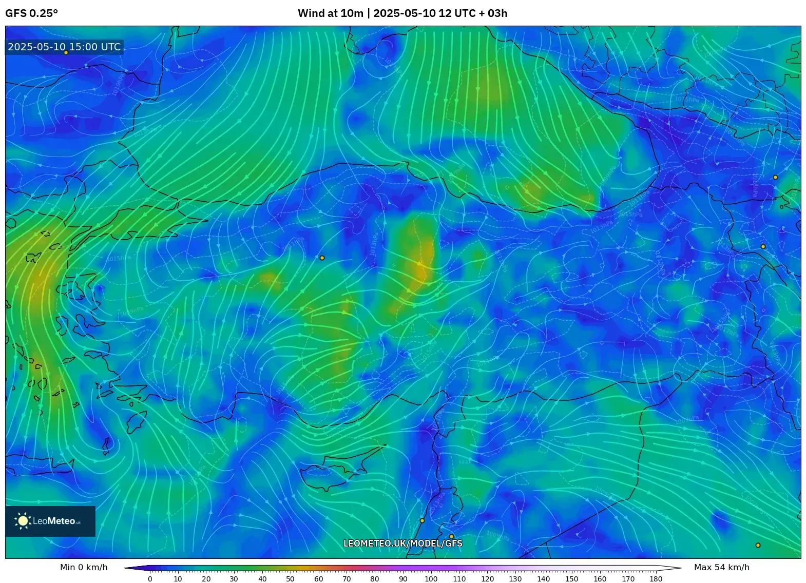 GFS - Turkey, Wind at 10m GFS - Turkey, Wind at 10m