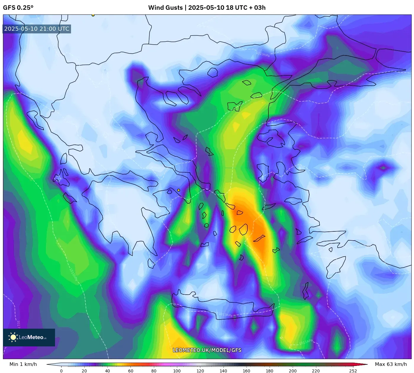 GFS - Greece, Wind Gusts GFS - Greece, Wind Gusts