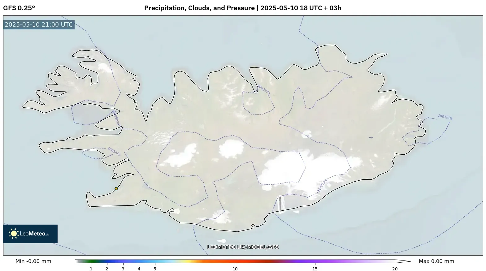 GFS - Iceland, Precipitation, Clouds, and Pressure GFS - Iceland, Precipitation, Clouds, and Pressure