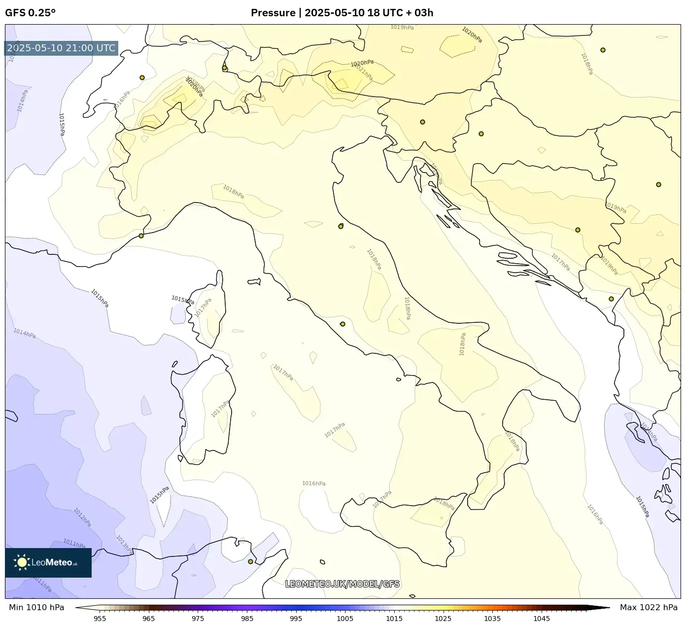 GFS - Italy, Pressure GFS - Italy, Pressure