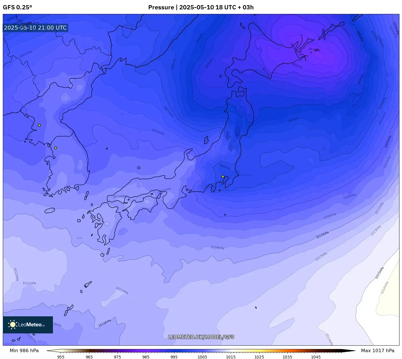 GFS - Japan, Pressure GFS - Japan, Pressure