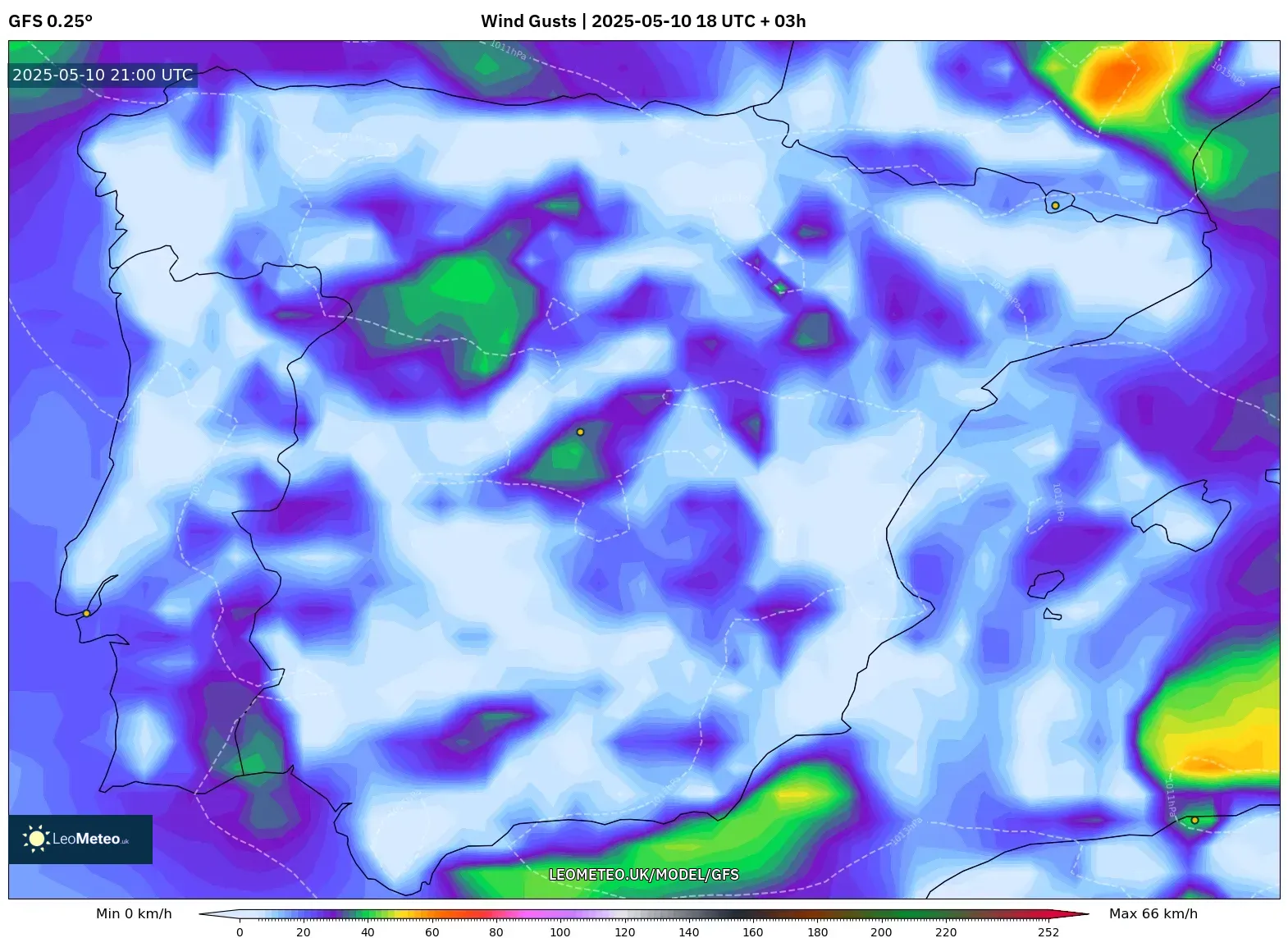 GFS - Spain, Wind Gusts GFS - Spain, Wind Gusts