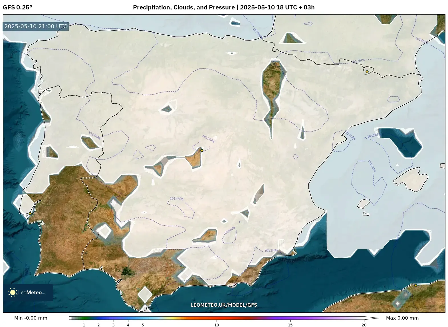 GFS - Spain, Precipitation, Clouds, and Pressure GFS - Spain, Precipitation, Clouds, and Pressure