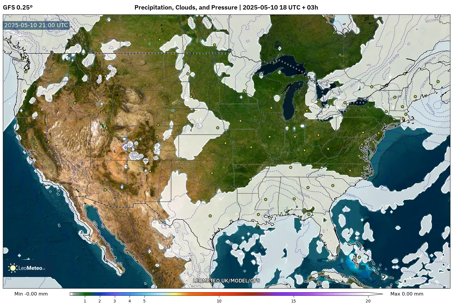 GFS - United States, Precipitation, Clouds, and Pressure GFS - United States, Precipitation, Clouds, and Pressure