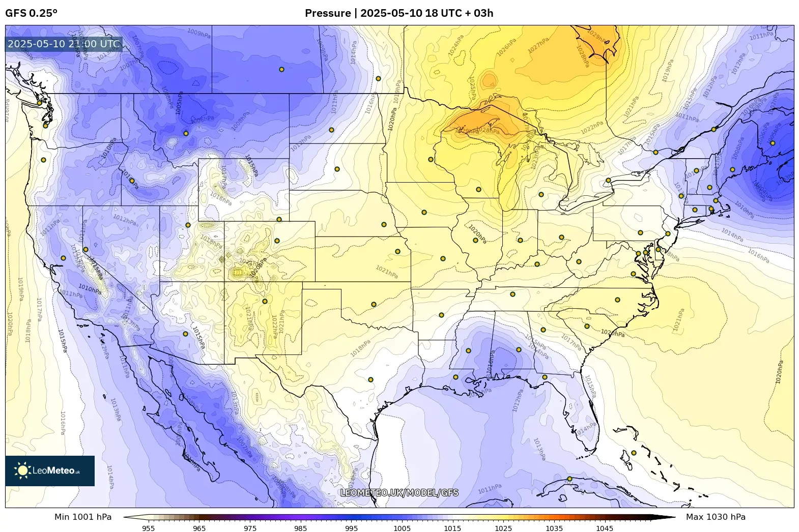 GFS - United States, Pressure GFS - United States, Pressure