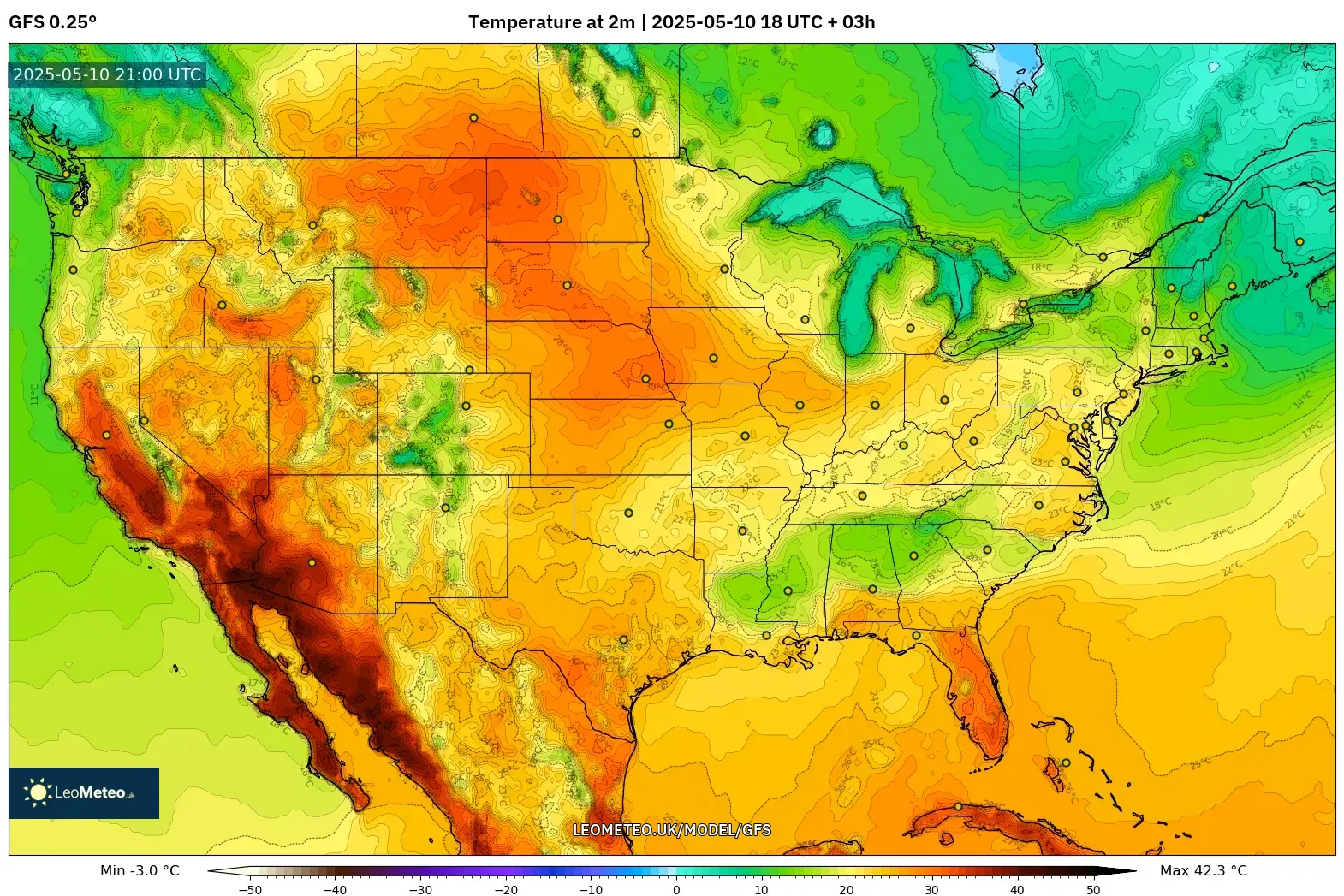 GFS - United States, Temperature at 2m GFS - United States, Temperature at 2m