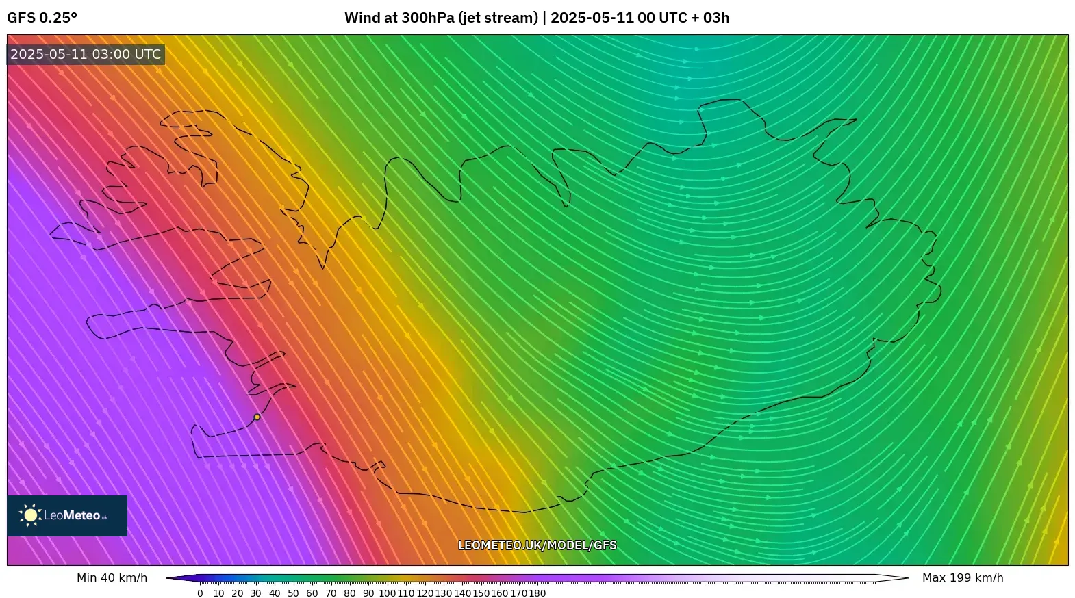 GFS - Iceland, Wind at 300hPa (jet stream) GFS - Iceland, Wind at 300hPa (jet stream)