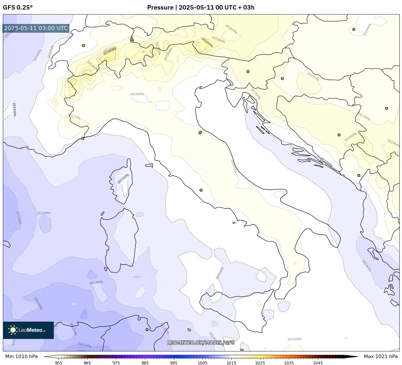 GFS - Italy, Pressure GFS - Italy, Pressure
