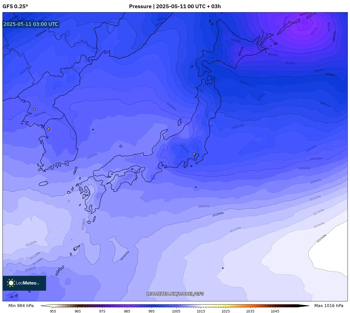 GFS - Japan, Pressure GFS - Japan, Pressure