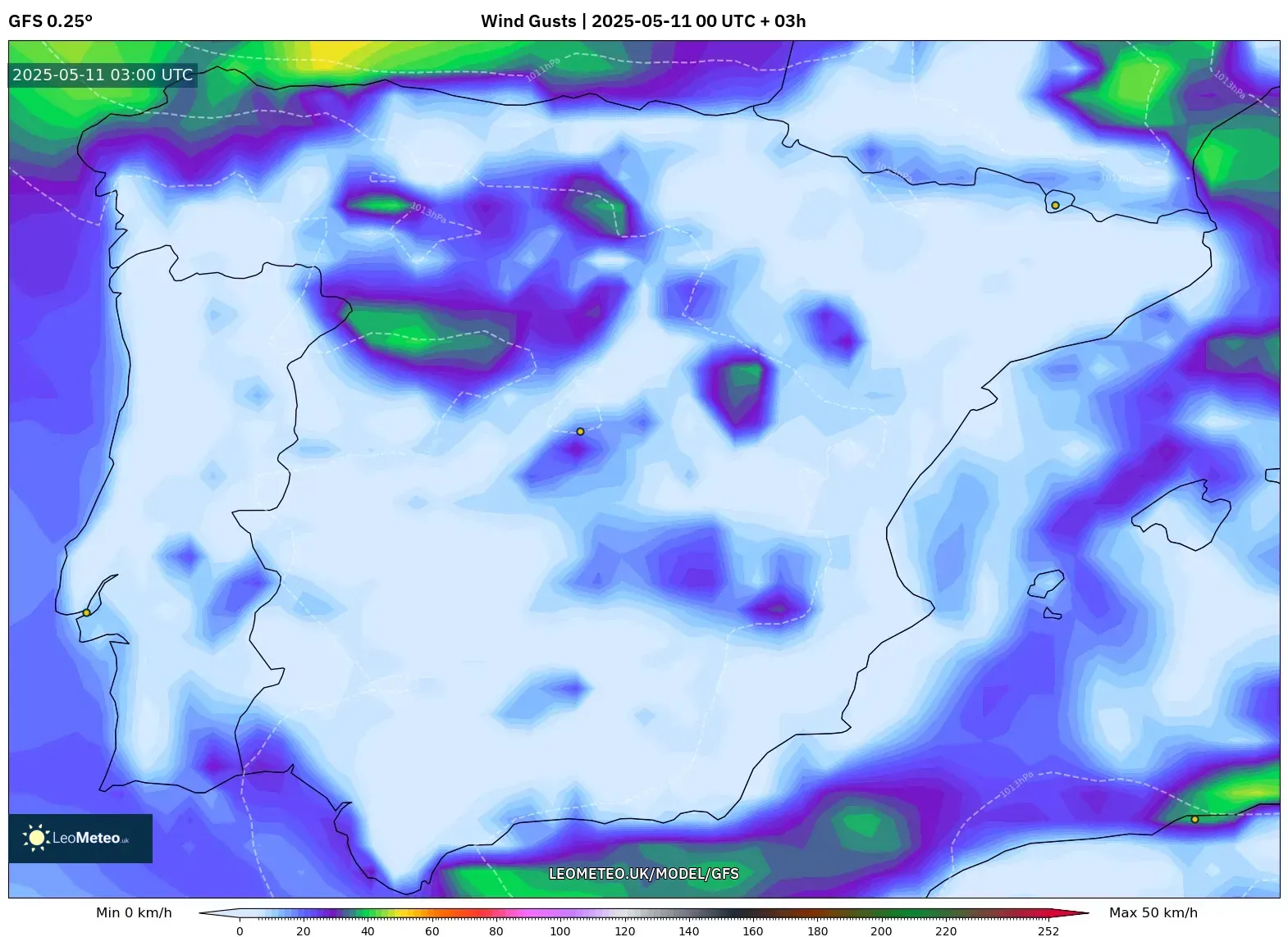 GFS - Spain, Wind Gusts GFS - Spain, Wind Gusts
