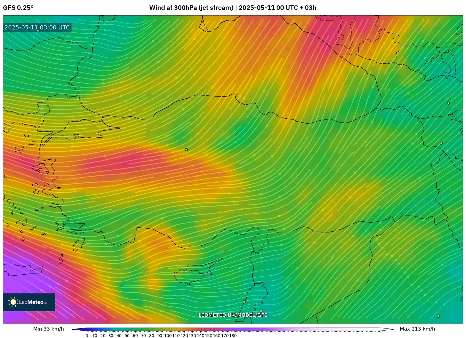 GFS - Turkey, Wind at 300hPa (jet stream) GFS - Turkey, Wind at 300hPa (jet stream)