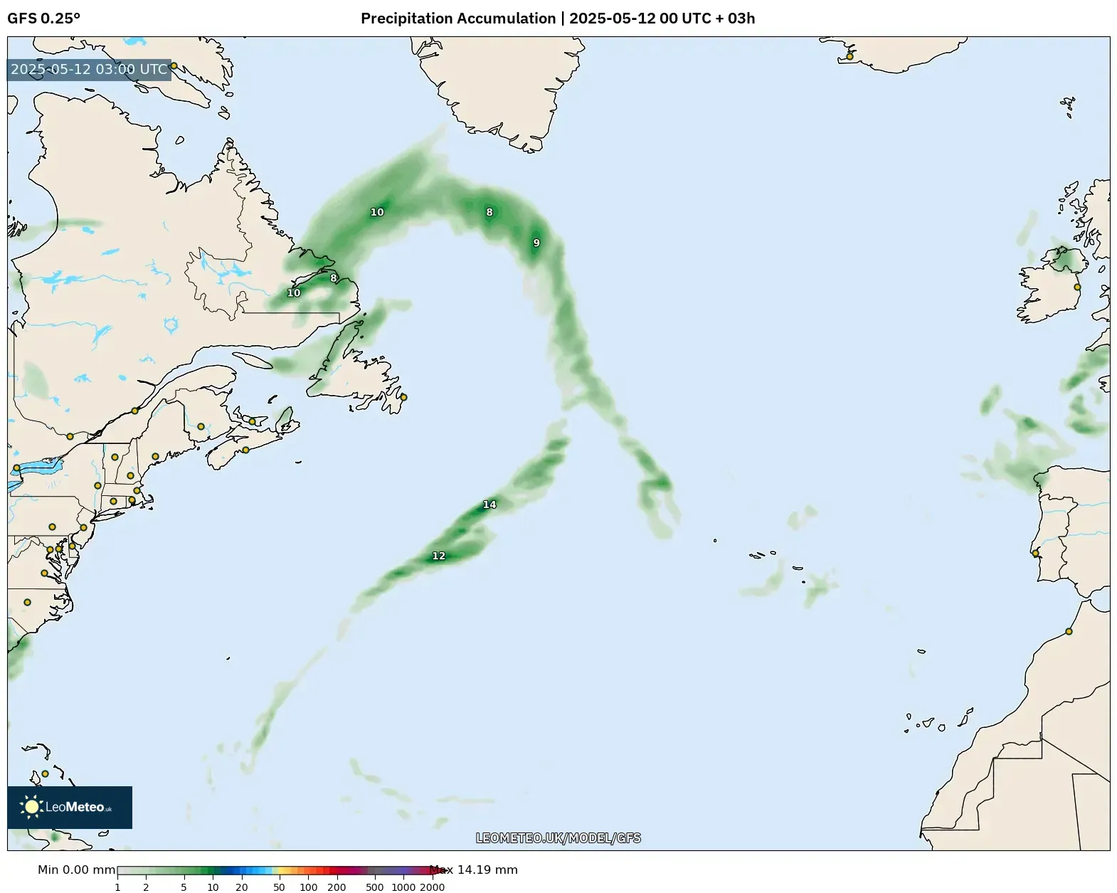 GFS - North Atlantic, Precipitation Accumulation GFS - North Atlantic, Precipitation Accumulation