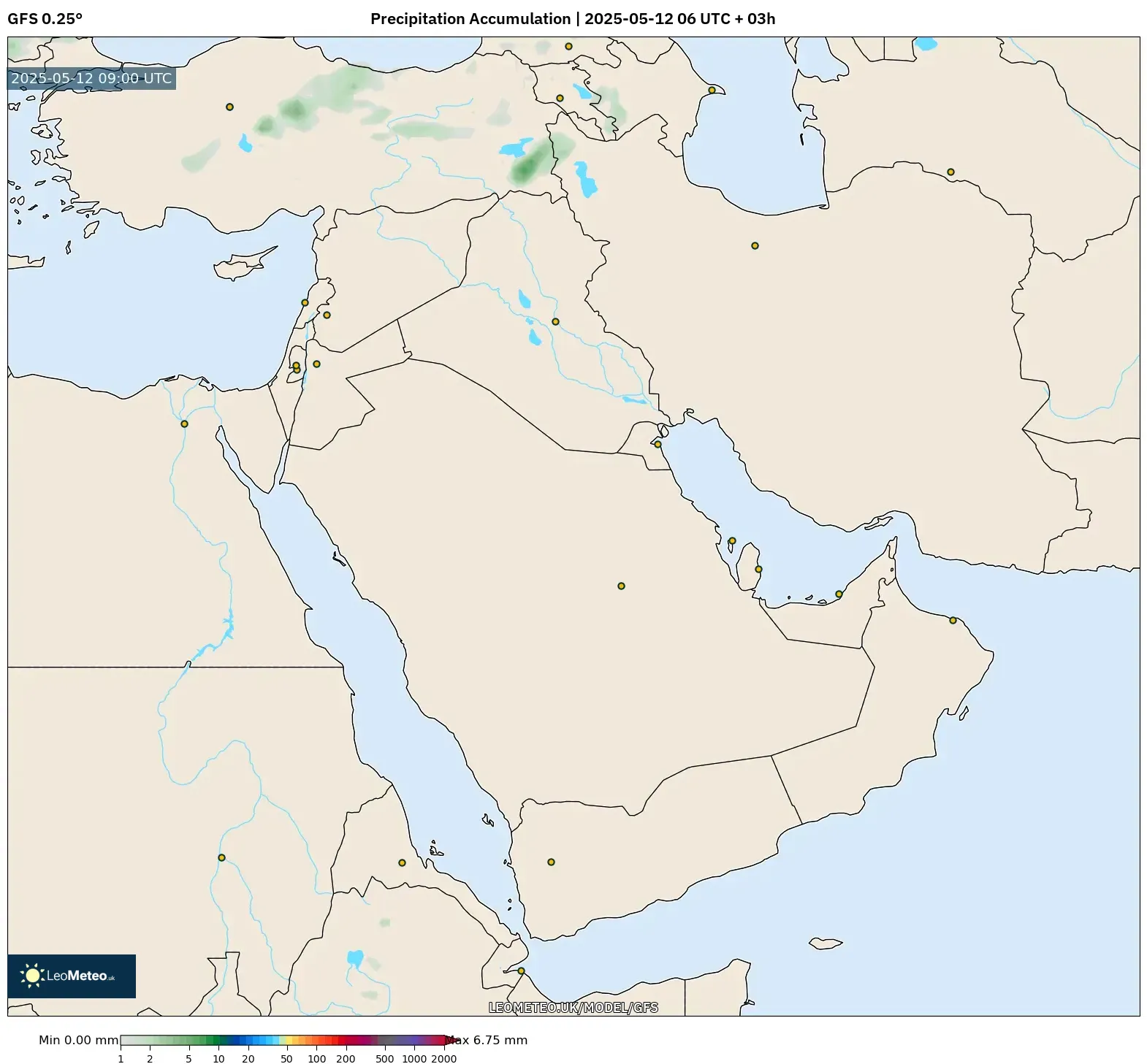 GFS - Middle East, Precipitation Accumulation GFS - Middle East, Precipitation Accumulation