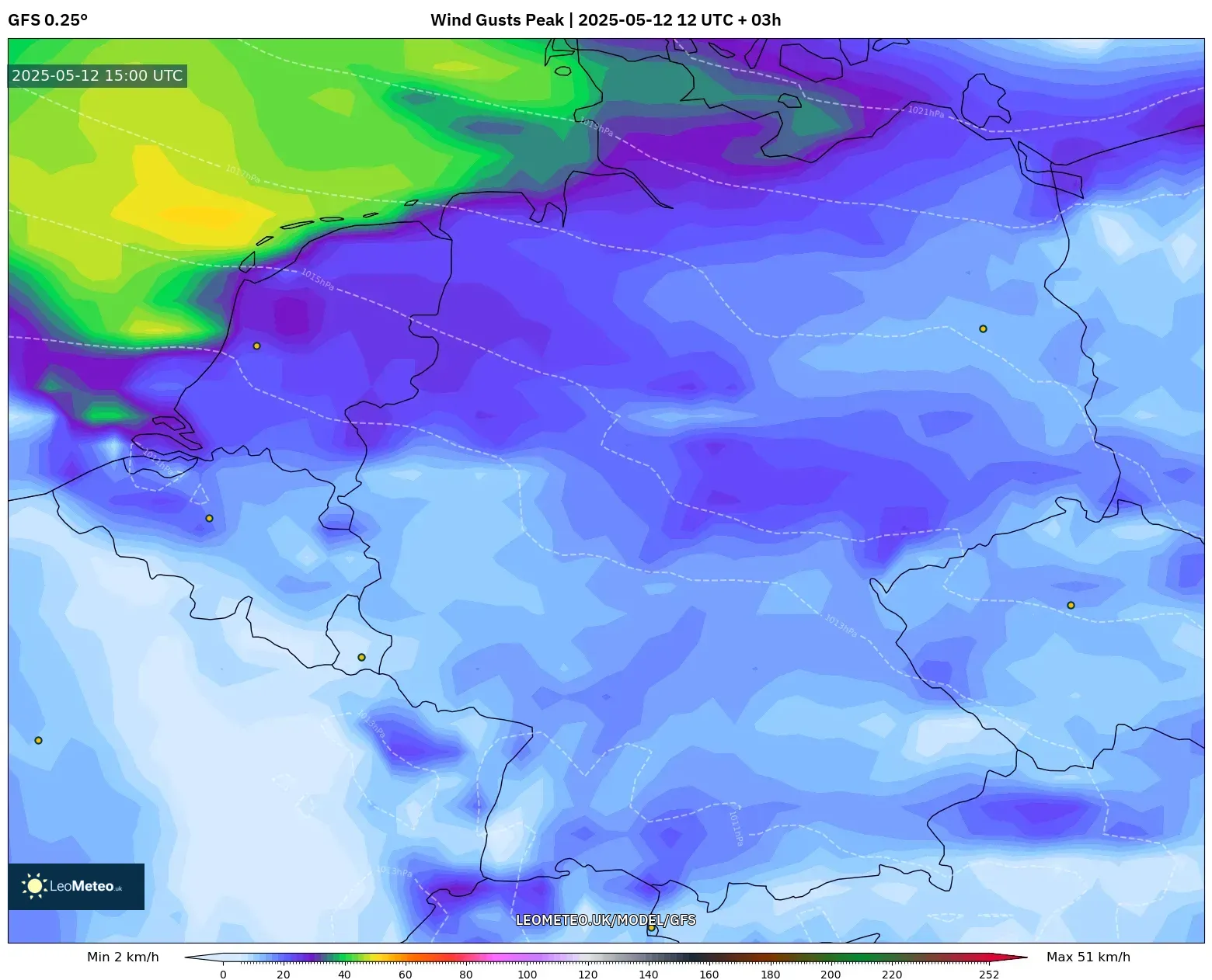 GFS - Germany, Wind Gusts Peak GFS - Germany, Wind Gusts Peak