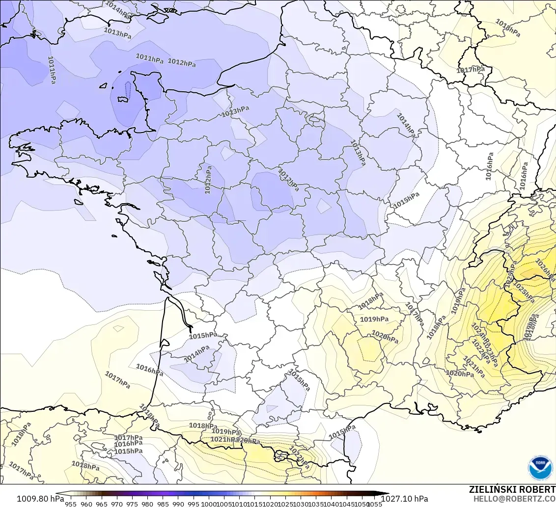 GFS model - France, Pressure