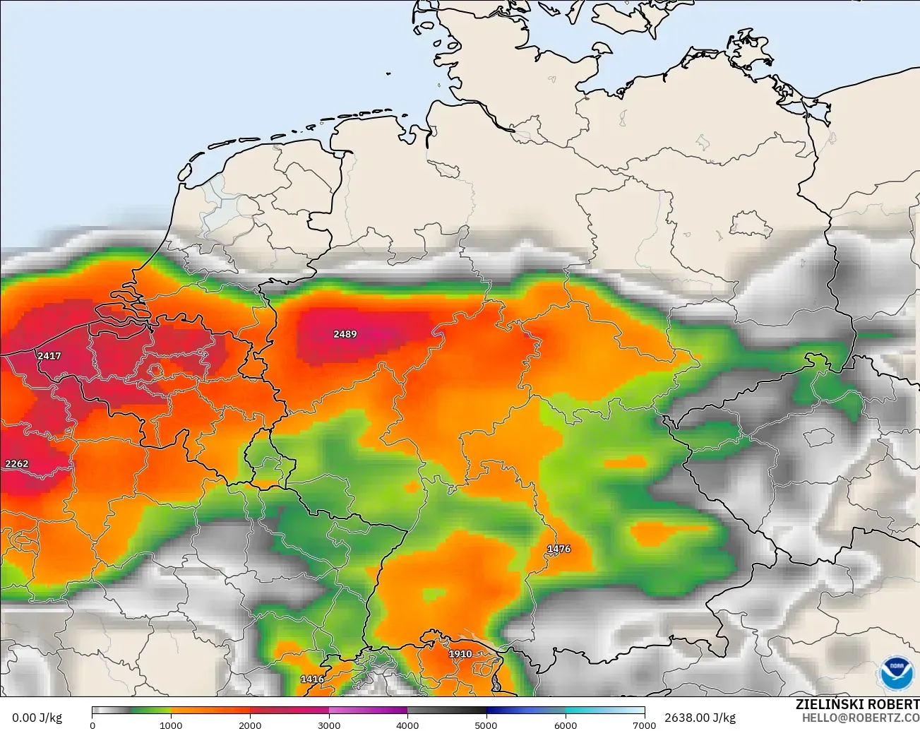 GFS model - Germany, CAPE