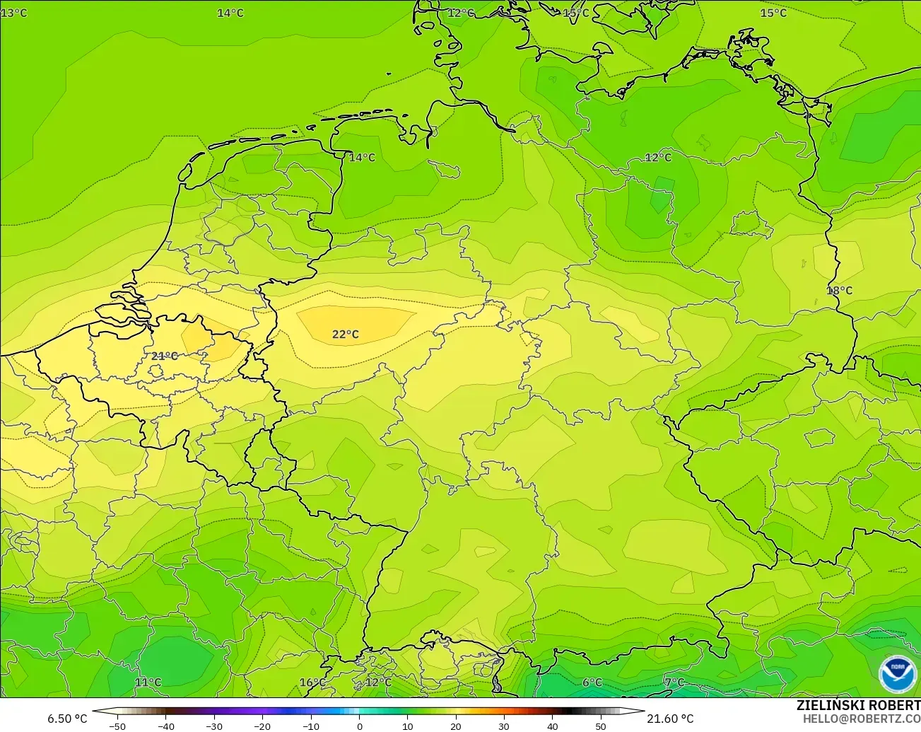 GFS model - Germany, Dewpoint at 2m