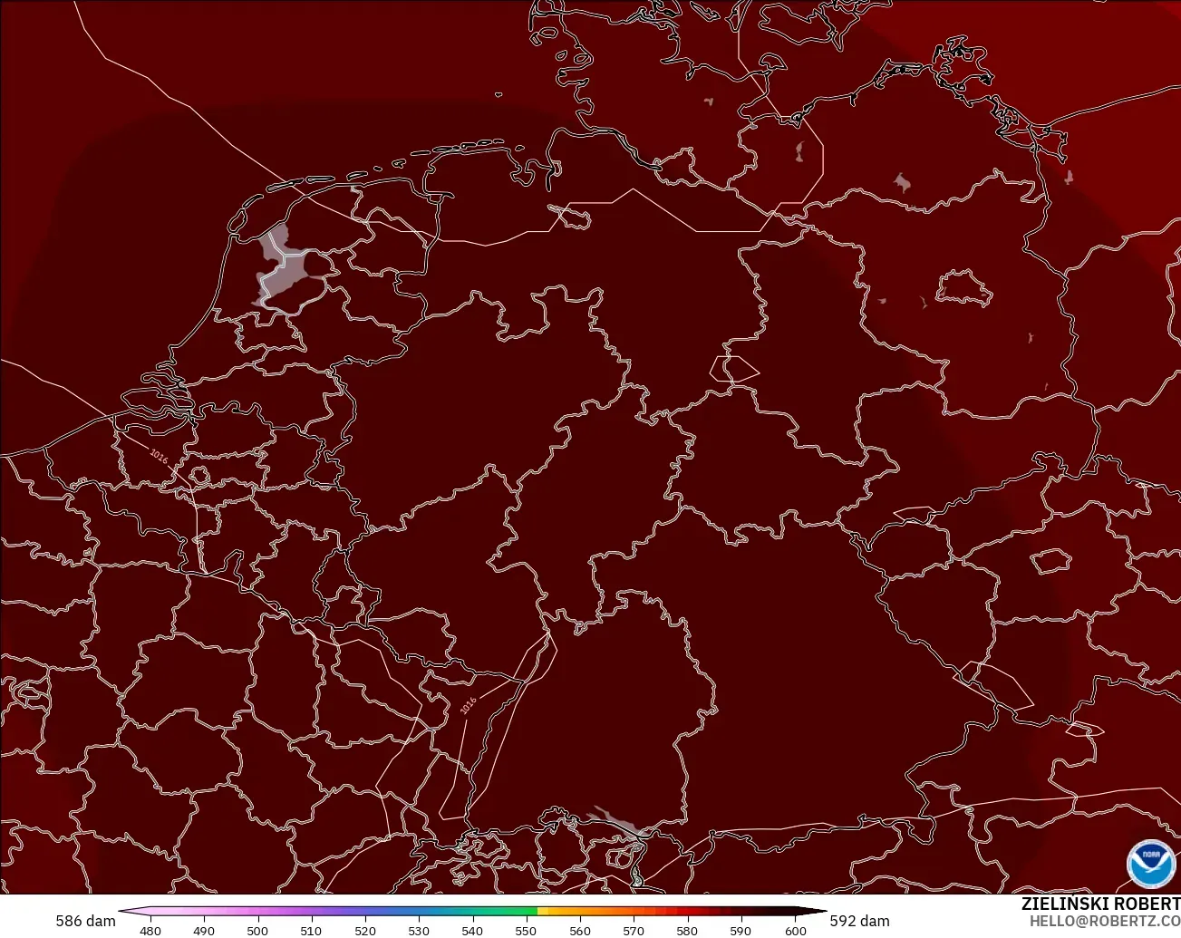 GFS model - Germany, Geopotential height at 500hPa